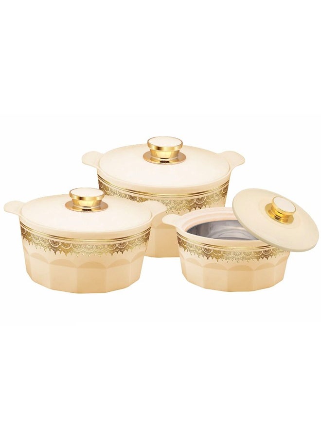 Rashi Shaheen Insulated Casserole Set of 3 Pieces-1800ml, 2600ml and 3600ml, Biege