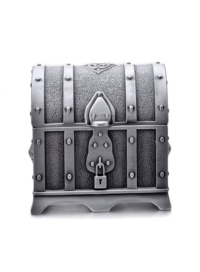 AVESON Rectangle Vintage Metal Treasure Chest Trinket Jewelry Box Gift Box Ring Case for Girls Ladies Women, Small, Tin Color - Image 2