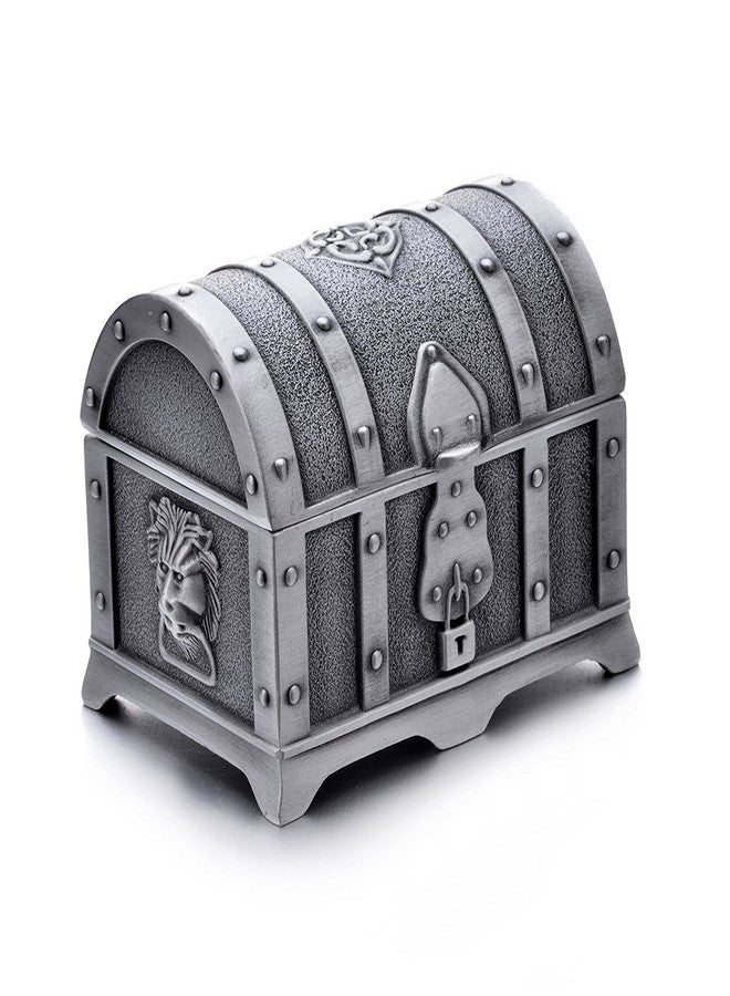 AVESON Rectangle Vintage Metal Treasure Chest Trinket Jewelry Box Gift Box Ring Case for Girls Ladies Women, Small, Tin Color - Image 1