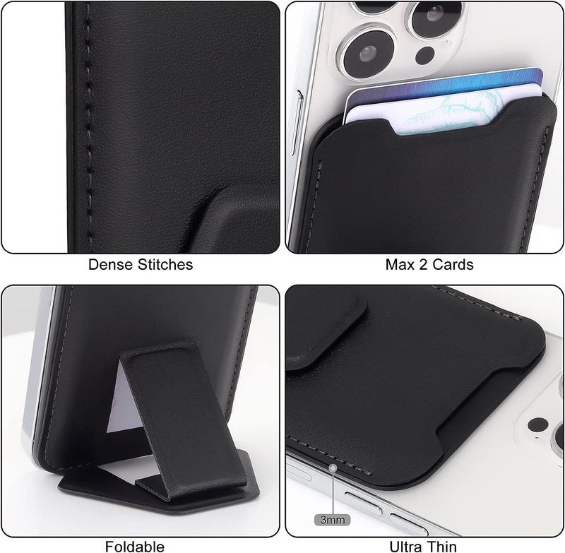 ClickCase حافظة بطاقات الائتمان من تشارلي جلد ميترو، لحافظة الهاتف المحمول أو العلبة، حافظة لاصقة 3M تلتصق بظهر الهاتف مع حامل لجميع الهواتف الذكية (أحمر) - Image 1