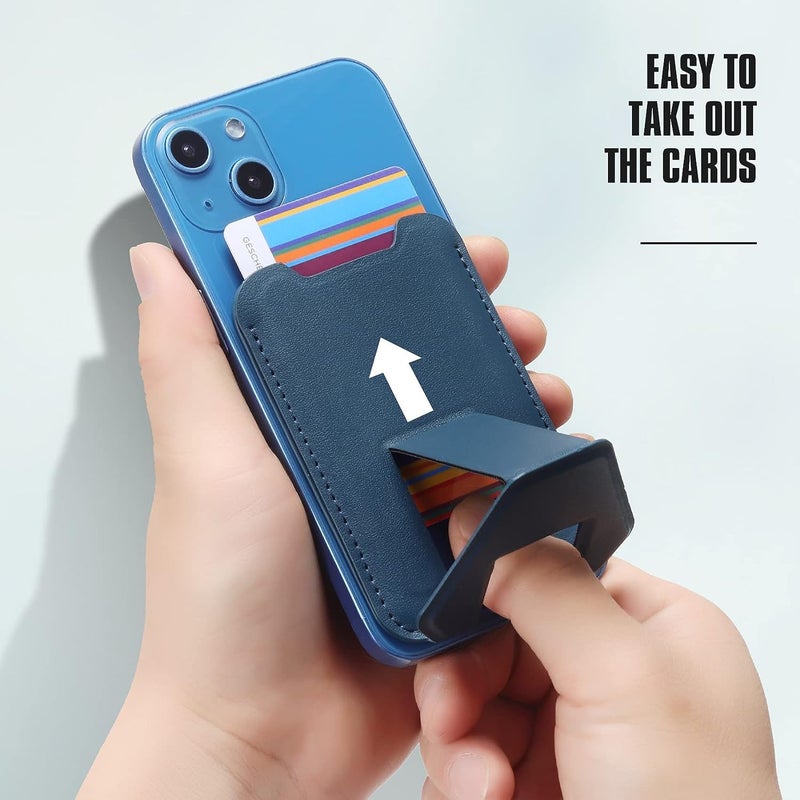 ClickCase حافظة بطاقات الائتمان من تشارلي جلد ميترو، لحافظة الهاتف المحمول أو العلبة، حافظة لاصقة 3M تلتصق بظهر الهاتف مع حامل لجميع الهواتف الذكية (أحمر) - Image 2