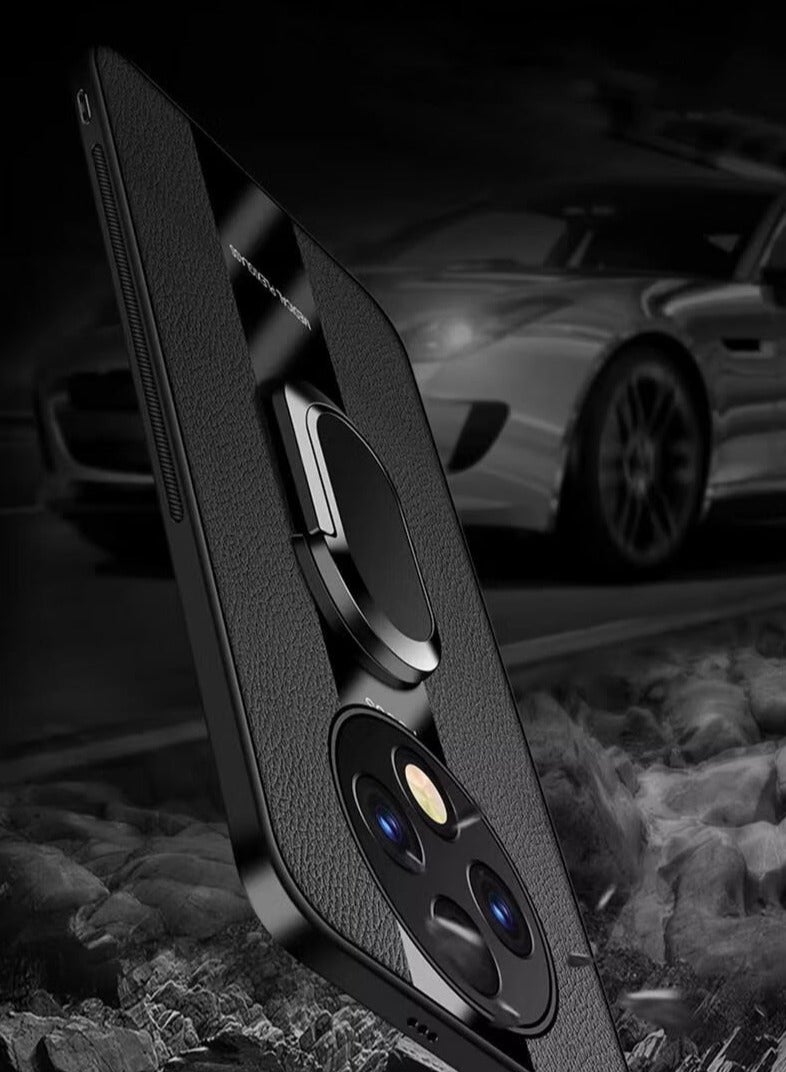 عام غطاء فيفو Y300 برو مع لوح معدني مدمج للوقوف 【يدعم الحامل المغناطيسي للسيارة】 【حامل معدني قائم】 【آمن للاستخدام مع الحلقة】 - غلاف جلدي للهاتف - Image 3