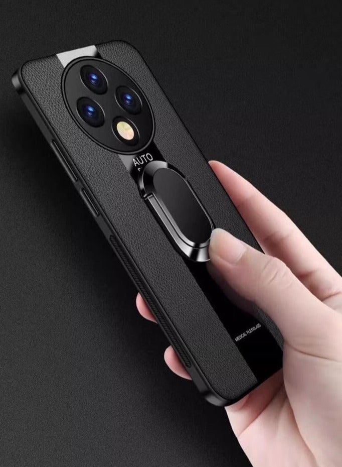 عام غطاء فيفو Y300 برو مع لوح معدني مدمج للوقوف 【يدعم الحامل المغناطيسي للسيارة】 【حامل معدني قائم】 【آمن للاستخدام مع الحلقة】 - غلاف جلدي للهاتف - Image 4