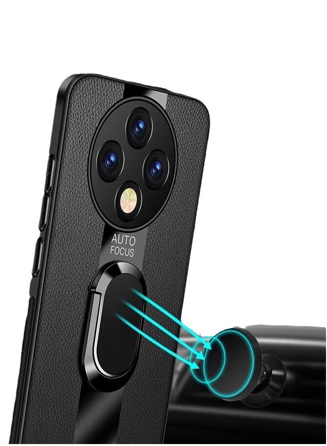 عام غطاء فيفو Y300 برو مع لوح معدني مدمج للوقوف 【يدعم الحامل المغناطيسي للسيارة】 【حامل معدني قائم】 【آمن للاستخدام مع الحلقة】 - غلاف جلدي للهاتف - Image 5