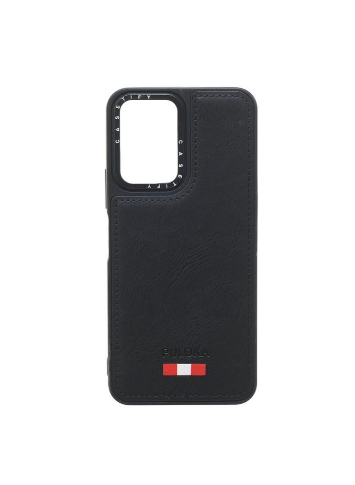 Leather Silicone And Plastic Back Phone Protection Cover For vivo Y02s - Black - Image 1