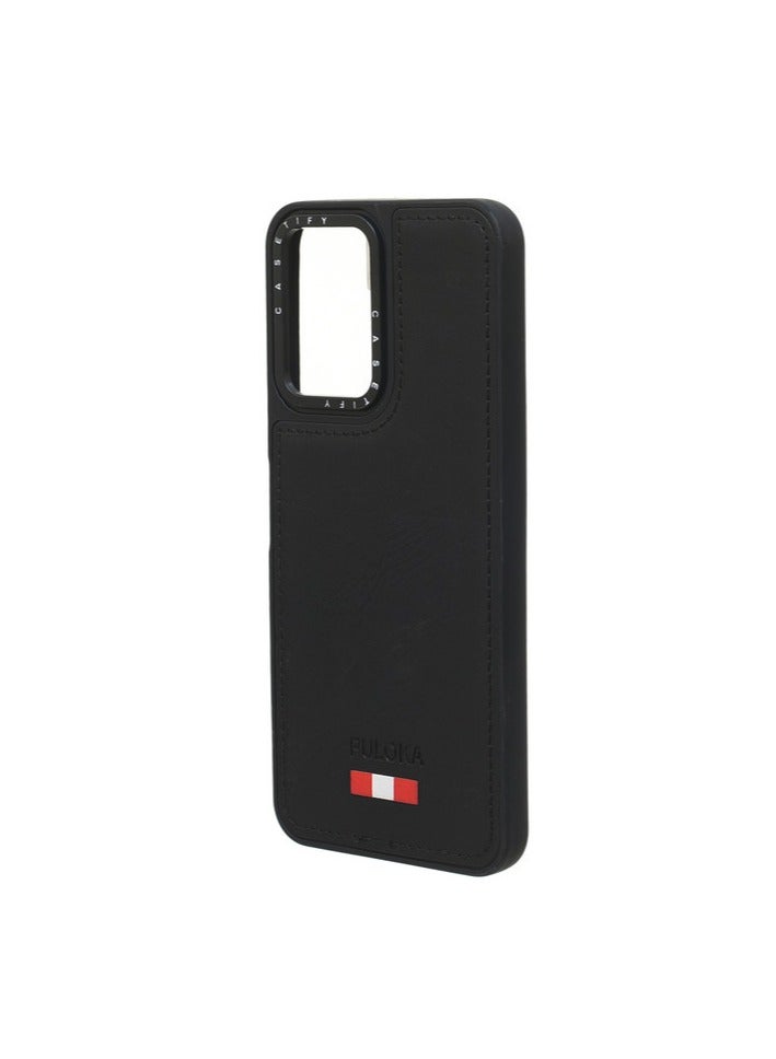 Leather Silicone And Plastic Back Phone Protection Cover For vivo Y02s - Black - Image 3