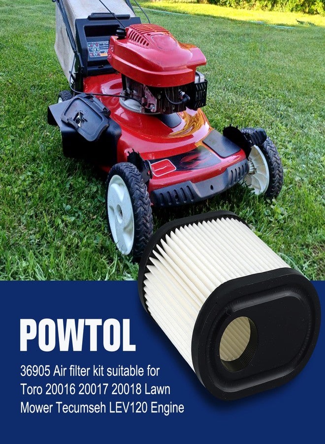 Powtol فلتر هواء Powtol 36905 لجزازة العشب Toro Recycler 22 GTS 6.5HP 20016 20017 20018 Tecumseh 751-11122 LV195EA مع شمعة إشعال RJ19LM (عبوة من قطعتين) - Image 2