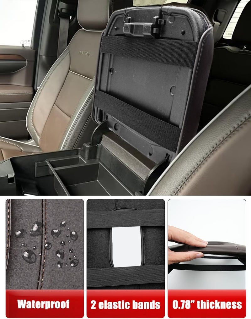 KBH Center Console Armrest Cover for 2019-2025 GMC Sierra & Chevy Silverado, 2021-2025 Yukon & Tahoe & Suburban, Bucket Seat Console, Leather Arm Rest Cover for Car, Brownstone - Image 5