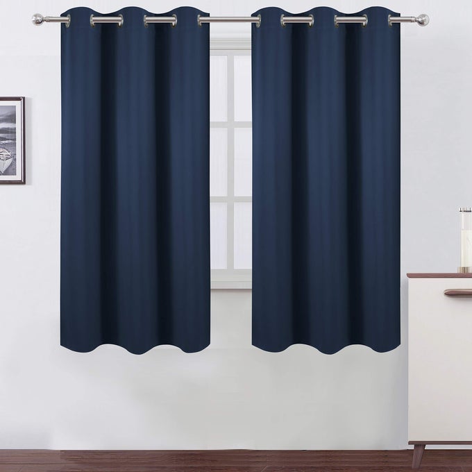 Navy Blackout Curtains38 x 54 Inch LengthSet of Two Panels Grommet Bedroom Curtains