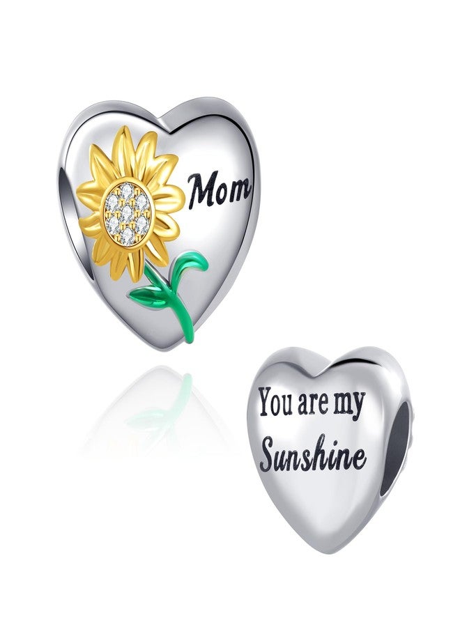 MiiFort Mom Heart Sunflower You Are My Sunshine Bead Charm Compatible with Pandora Charms Bracelets - Image 1
