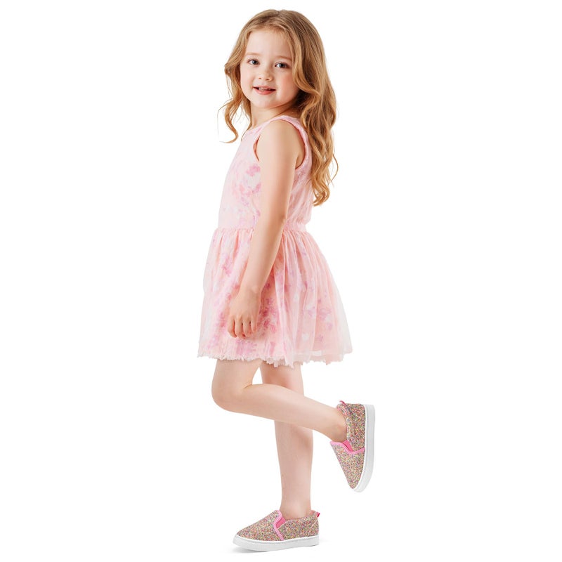 K KomForme Toddler Sneakers for Girls Boys Slip On Canvas Walking Shoes Colorful - Image 2