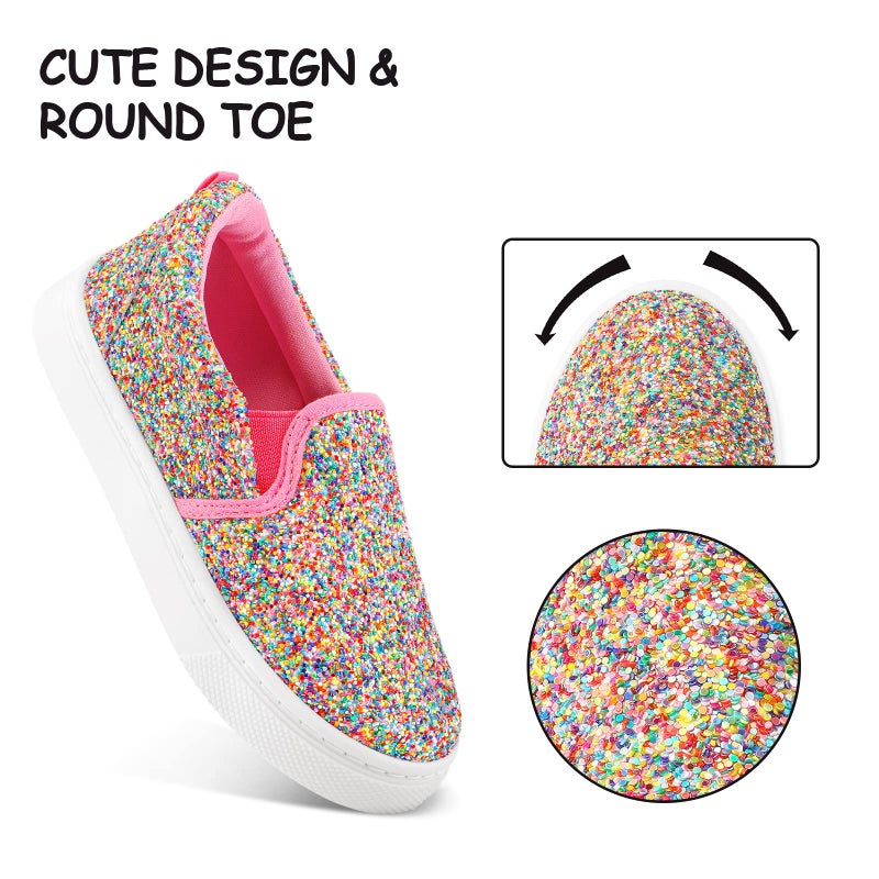 K KomForme Toddler Sneakers for Girls Boys Slip On Canvas Walking Shoes Colorful - Image 4