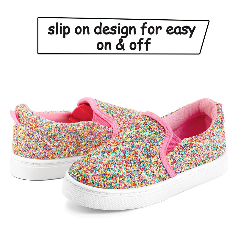 K KomForme Toddler Sneakers for Girls Boys Slip On Canvas Walking Shoes Colorful - Image 3