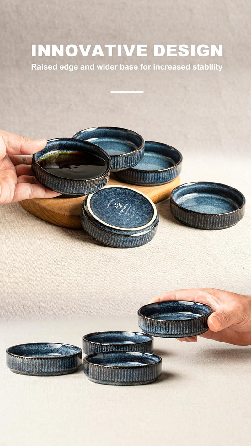 famiware Star Soy Sauce Dish Ceramic Dipping Bowls Set of 6 4 oz Individual Dip Sauce CupsBowlsDishesPlates Small Serving Bowl for Side Dishes Ice Cream Condiments Sushi  Nebulas Blue - Image 4