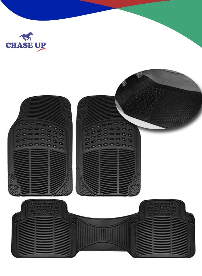 تشيس اب سجادات أرضية سيارة SUV - مجموعة من 4 قطع شديدة التحمل - سجادات أرضية لجميع الأحوال الجوية للسيارات المكونة من 3 صفوف - سجادات أرضية مطاطية سوداء قابلة للقص بمقاس عالمي للسيارات والشاحنات والشاحنات الرياضية متعددة الاستخدامات - Image 1