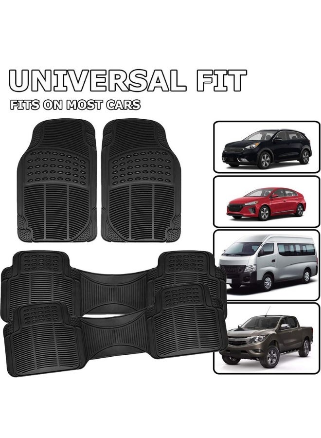 تشيس اب سجادات أرضية سيارة SUV - مجموعة من 4 قطع شديدة التحمل - سجادات أرضية لجميع الأحوال الجوية للسيارات المكونة من 3 صفوف - سجادات أرضية مطاطية سوداء قابلة للقص بمقاس عالمي للسيارات والشاحنات والشاحنات الرياضية متعددة الاستخدامات - Image 2