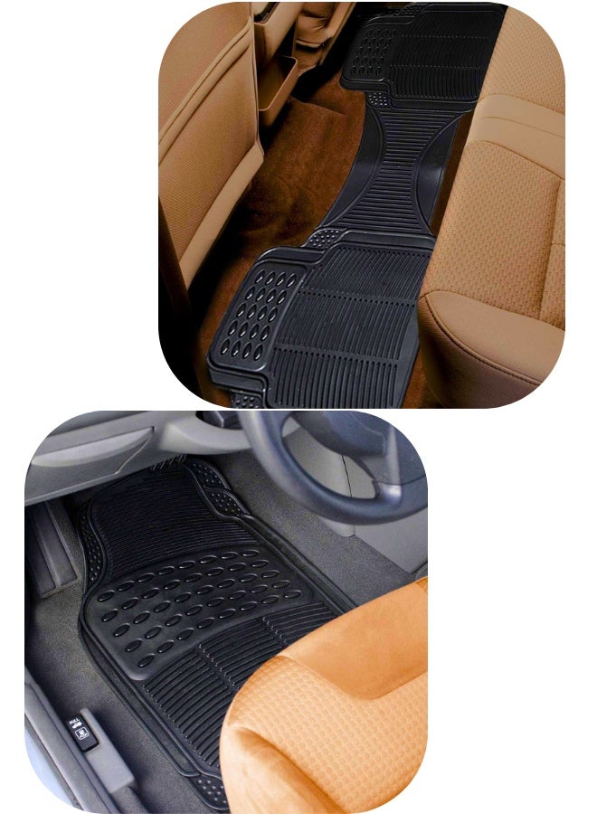 تشيس اب سجادات أرضية سيارة SUV - مجموعة من 4 قطع شديدة التحمل - سجادات أرضية لجميع الأحوال الجوية للسيارات المكونة من 3 صفوف - سجادات أرضية مطاطية سوداء قابلة للقص بمقاس عالمي للسيارات والشاحنات والشاحنات الرياضية متعددة الاستخدامات - Image 3