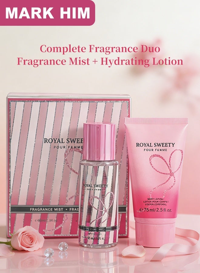 MARK HIM 2-Piece Fruity Floral Scent Body Care Gift Set for Women, Perfect Gift for Birthday Holiday Anniversary, 85ml Fragrance Mist & 75ml Scented Body Lotion Kit - Image 2
