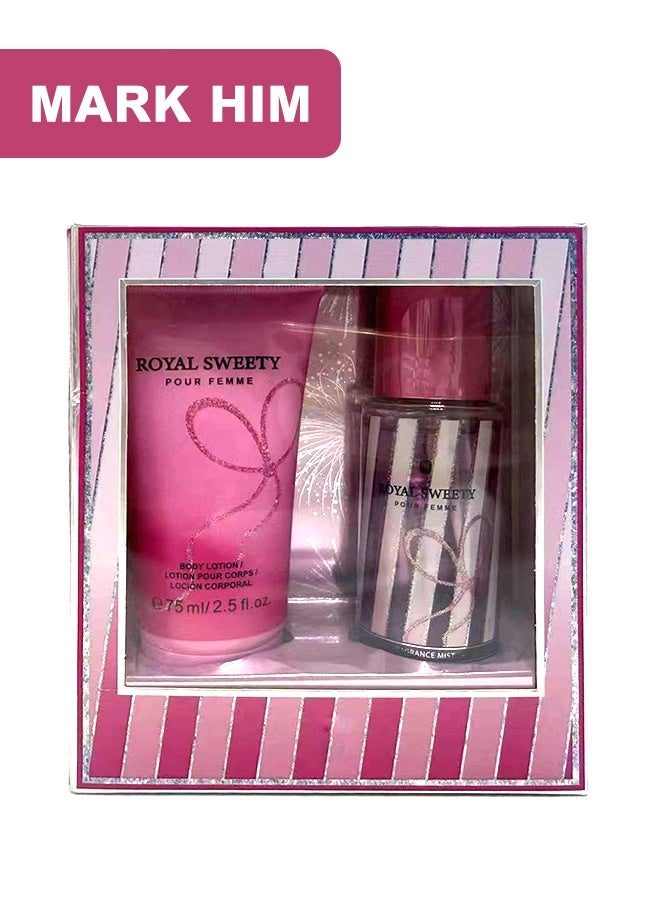 MARK HIM 2-Piece Fruity Floral Scent Body Care Gift Set for Women, Perfect Gift for Birthday Holiday Anniversary, 85ml Fragrance Mist & 75ml Scented Body Lotion Kit - Image 1