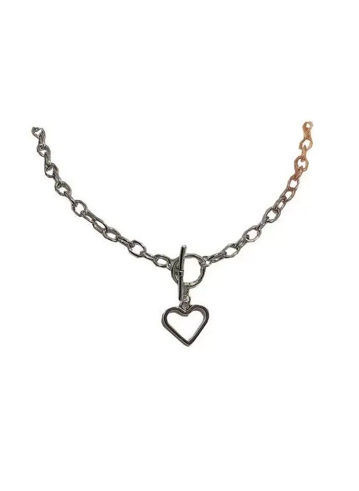 Goolsky Vintage Punk Heart Pendant Necklace – Bold Chunky Metal Chain, Hip-Hop Street Style Jewelry, Edgy Fashion - Image 4