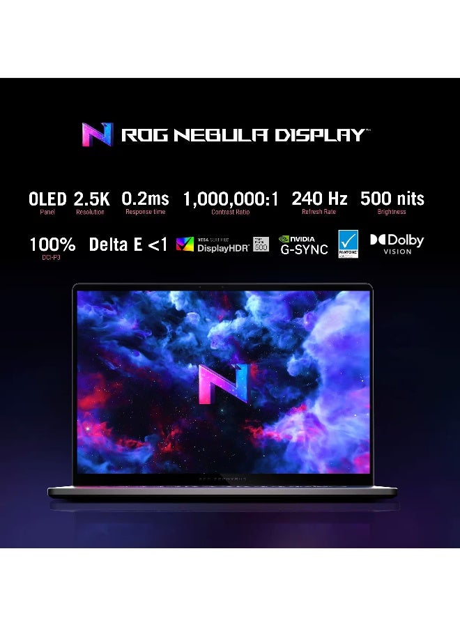 أسوس لابتوب الألعاب ROG Zephyrus مع شاشة WQXGA بحجم 16 بوصة، معالج Core Ultra 9-285H/ذاكرة RAM سعة 16 جيجابايت/قرص SSD سعة 2 تيرابايت/رسومات NVIDIA GeForce RTX 5070/نظام Windows 11 Home مع (لوحة ماوس Consumix) - Image 5