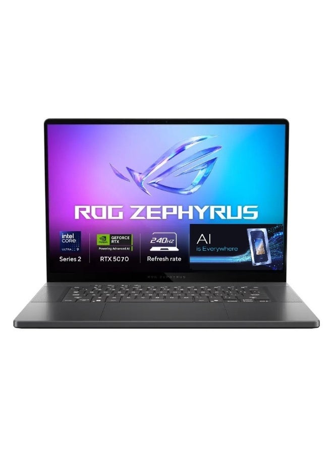 أسوس لابتوب الألعاب ROG Zephyrus مع شاشة WQXGA بحجم 16 بوصة، معالج Core Ultra 9-285H/ذاكرة RAM سعة 16 جيجابايت/قرص SSD سعة 2 تيرابايت/رسومات NVIDIA GeForce RTX 5070/نظام Windows 11 Home مع (لوحة ماوس Consumix) - Image 1