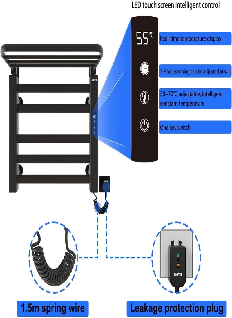 Smart Electric Heated Towel Rack for Home Bathroom and Bathroom, Constant Temperature Heated Towel Rack for Drying, No Need to Punch Holes