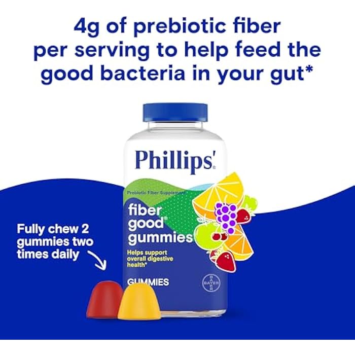 Phillips' Phillips’ Fiber Good Gummies, Supplement with Inulin for Adults and Children, Fruit Flavored Daily Gummies, 4g of Prebiotic Fiber Per Serving , 90 Count - Image 3