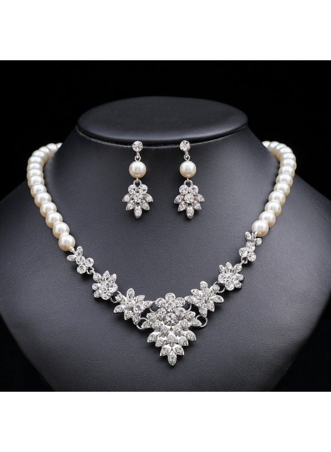 NIBEMINENT Pearl Necklace and Earring Set – Elegant Jewelry Duo