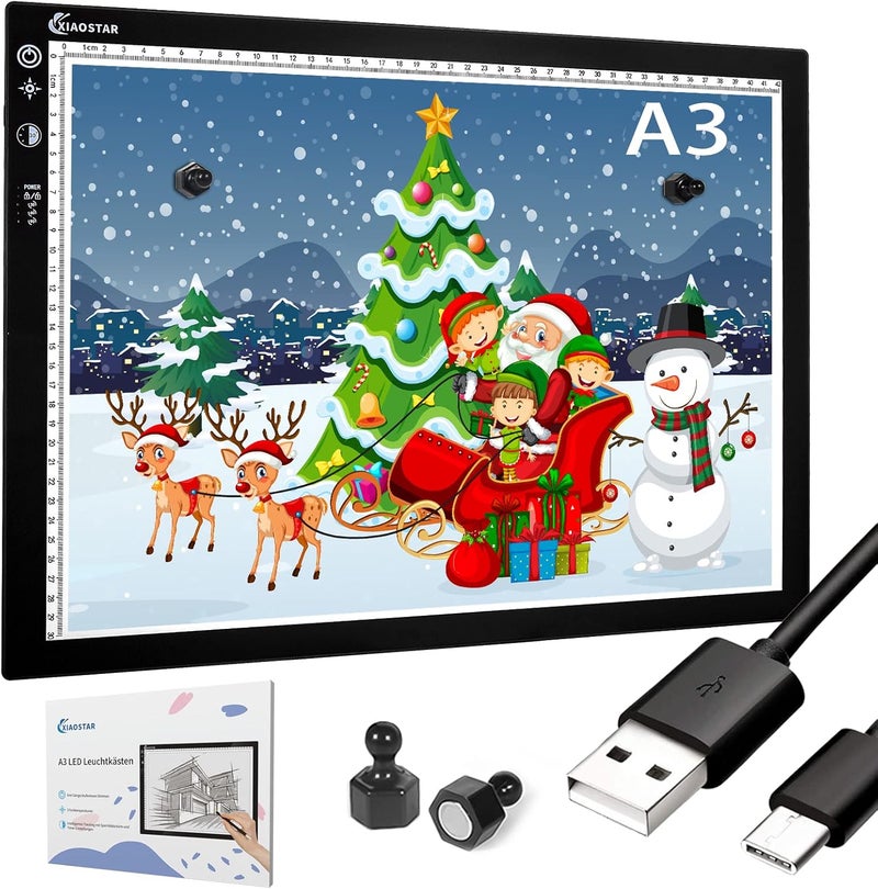 XIAOSTAR Light Box Drawing Pad A3, Dimmable 3 Brightness and Colour Temperature with Type-C Charge Cable and Brightness Adjustable for Artists, AnimationDrawing, Sketching, Animation, X-ray Viewing (A3-STK) - Image 1