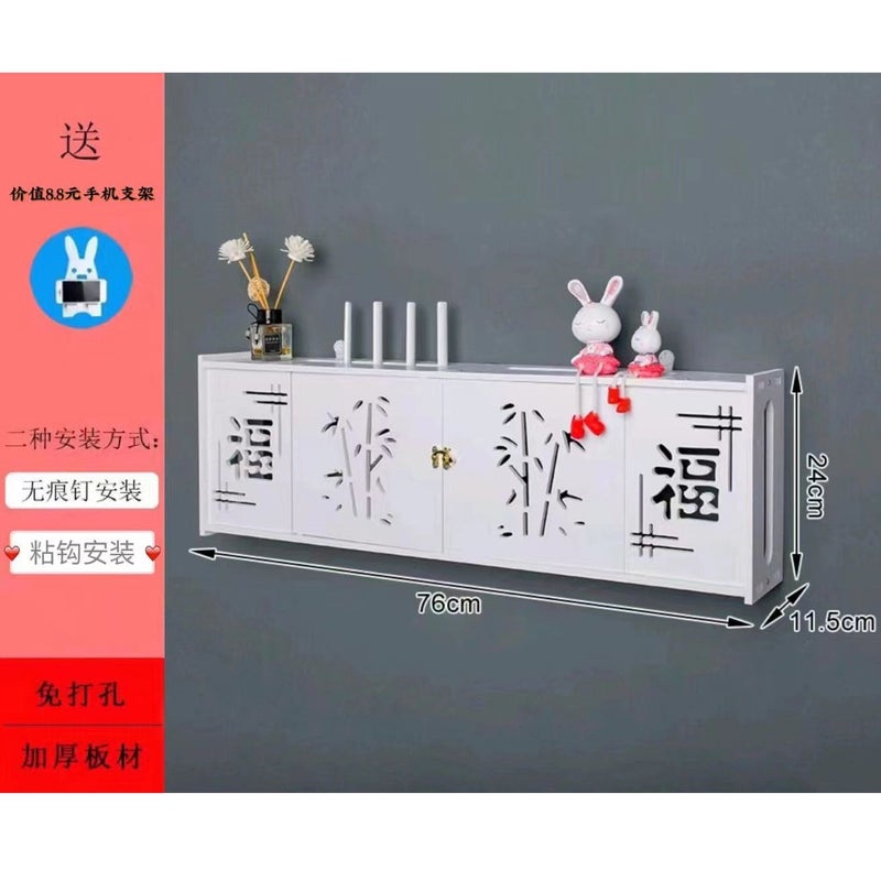 No-Drill Router Storage Box with WiFi Cable Organizer, Cat Power Strip and Set-Top Box Holder