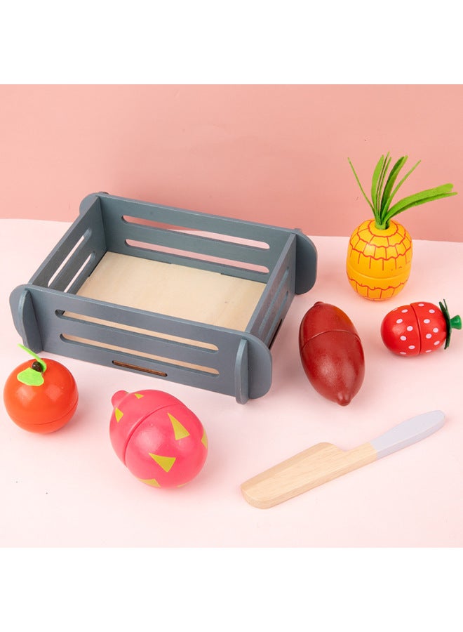 Children's Magnetic Play House Kitchen Toys Fruits And Vegetables Cut And Play Boys And Girls Cut And Watch Simulation Cooking Cross-Border-Color:Basket PineFor Apple (set Of 6)  - Image 1