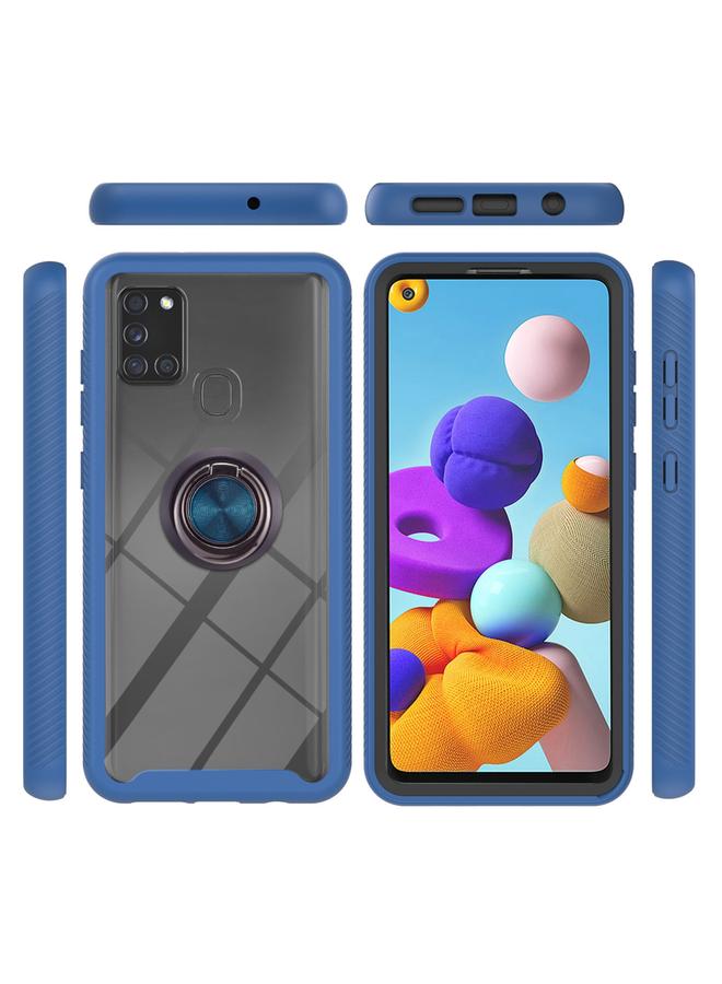 اس-توب جراب لهاتف Samsung Galaxy A21s / A217F Starry Sky بلون سادة مقاوم للصدمات من البولي كربونات + جراب واقٍ من مادة TPU مع حامل حلقي ووظيفة مغناطيسية - Image 2