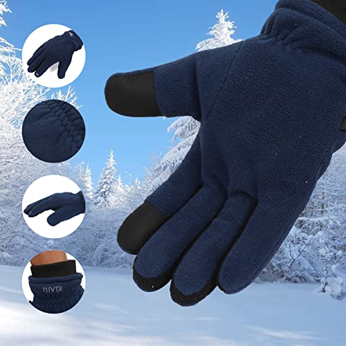 HIVER Winter Fleece Gloves for Men Women, Touch Screen Glove Anti-Slip Windproof Winter Gloves for Running Cycling Trekking(Medium) - Image 4