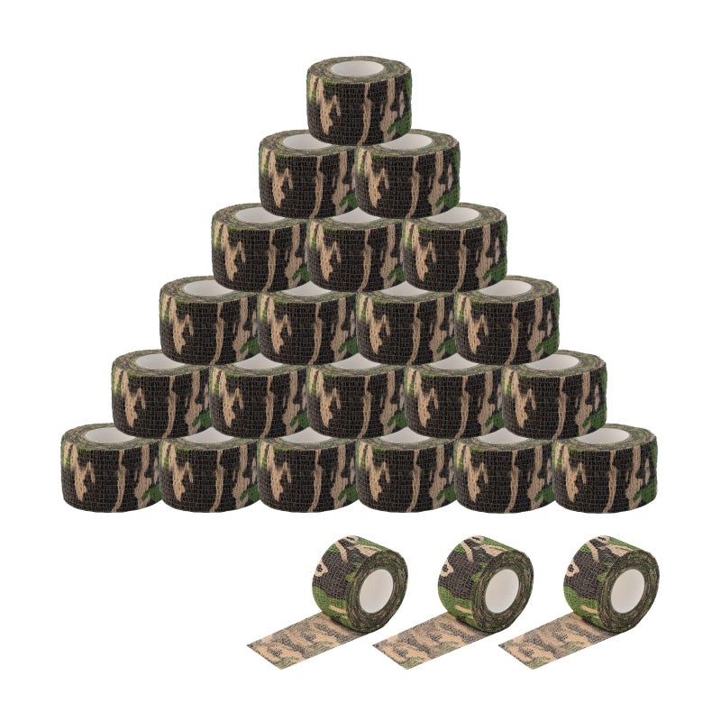 EZ Tattoo Grip Tape  24PCS 1inch x 5 Yard Camo Self Adhesive Bandage for Wrist  Ankle Sprain Swelling Disposable Roll Tattoo Grip Tube Tape for Tattoo Machine and Tattoo Supplies Pet Bandage