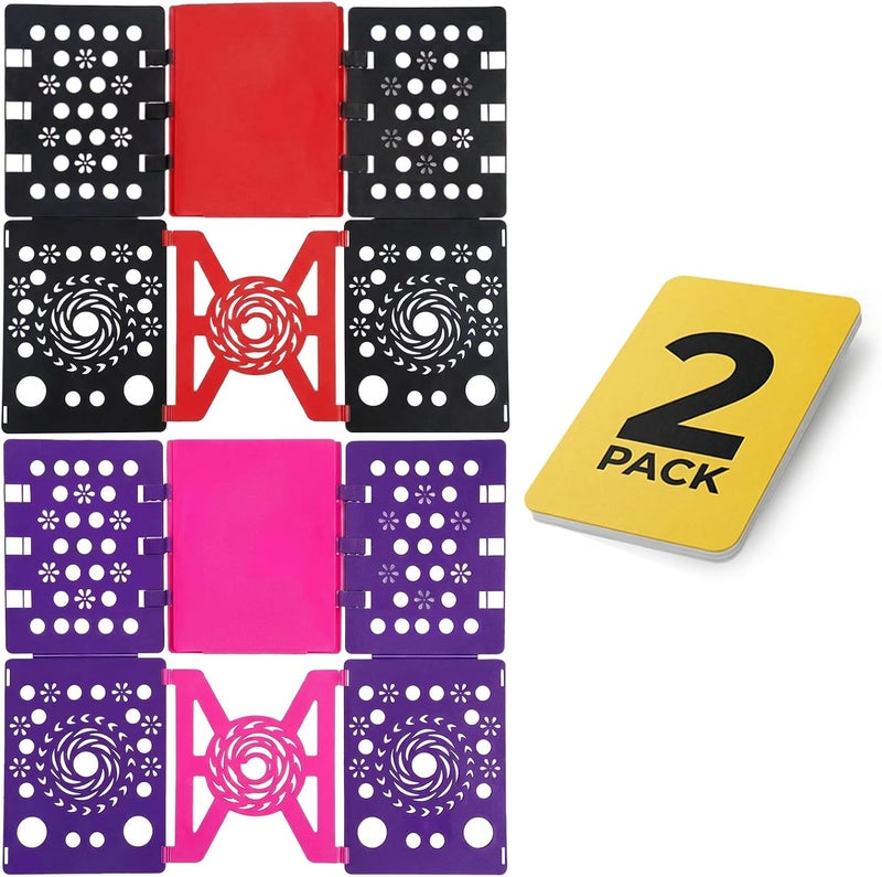 Cotkkstt 2-Pack 22.8"x26.8" Shirt Folding Board for Adults, Durable Laundry Folding Board. Dual-Color Tshirt Folder and Clothes Folder for Lazy Storage（Black red and pink purple）| by - Image 1