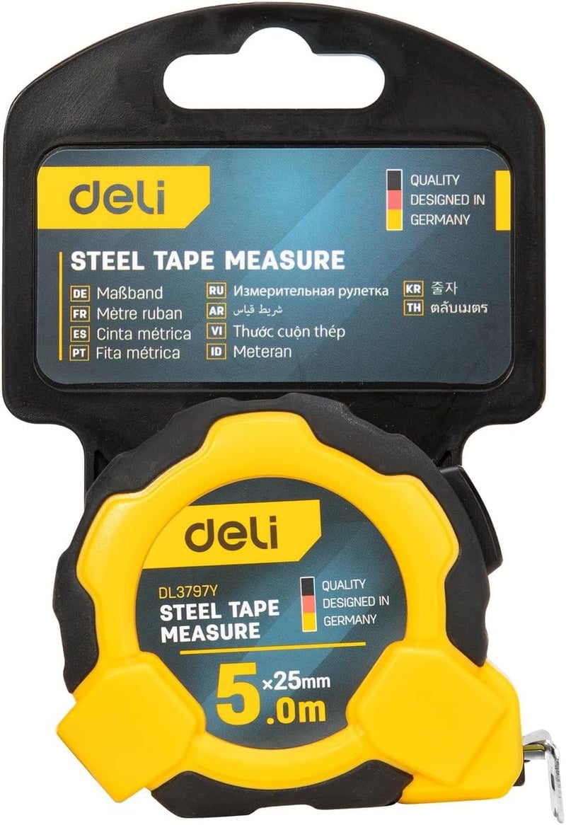 ديلي شريط قياس ذاتي القفل Dl3797Y، مقاس 5 أمتار × 25 مم - Image 1