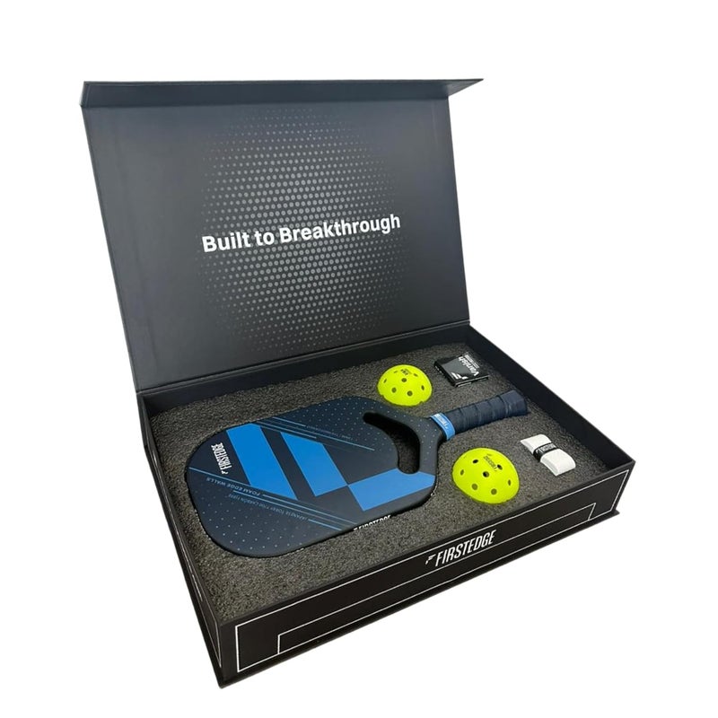 FIRSTEDGE AeroFusion Japanese Toray T700 Carbon Fibre Edgeless Premium Thermoformed Pickleball Paddle, 2 Balls, Overgrip, Eraser (Gift Set) - Image 1