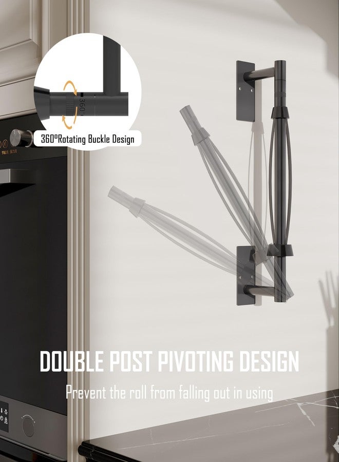 BATHDANCE Paper Towel Holder -Under Cabinet Paper Towel Holder, Single Hand Operable Roll Holder with Damping Effect,No Drilling or Wall Mounted Stainless Steel for Kitchen Bathroom (Matte Black) - Image 3