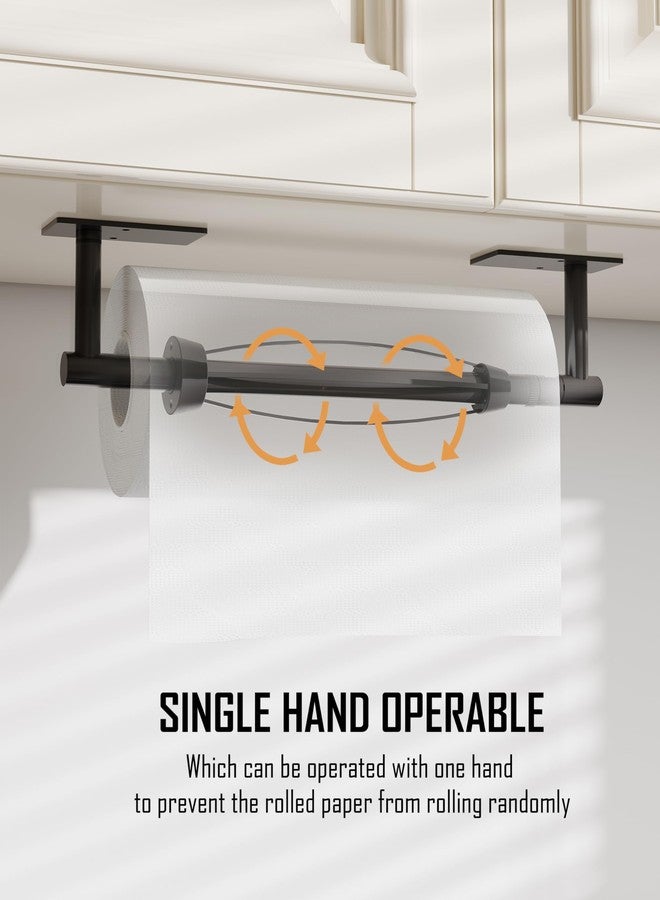 BATHDANCE Paper Towel Holder -Under Cabinet Paper Towel Holder, Single Hand Operable Roll Holder with Damping Effect,No Drilling or Wall Mounted Stainless Steel for Kitchen Bathroom (Matte Black) - Image 2