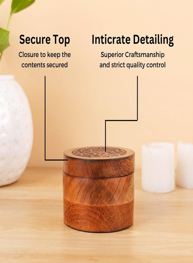 Hashcart Salt Cellar Storage Box, Handcrafted Mango Wood Spice Box Container with Magnetic Lid, Salt Holder with Swivel Lid for Tabletop, Countertop, Kitchen, Dining Table, 3.5 x 2.75 Inches - Image 2
