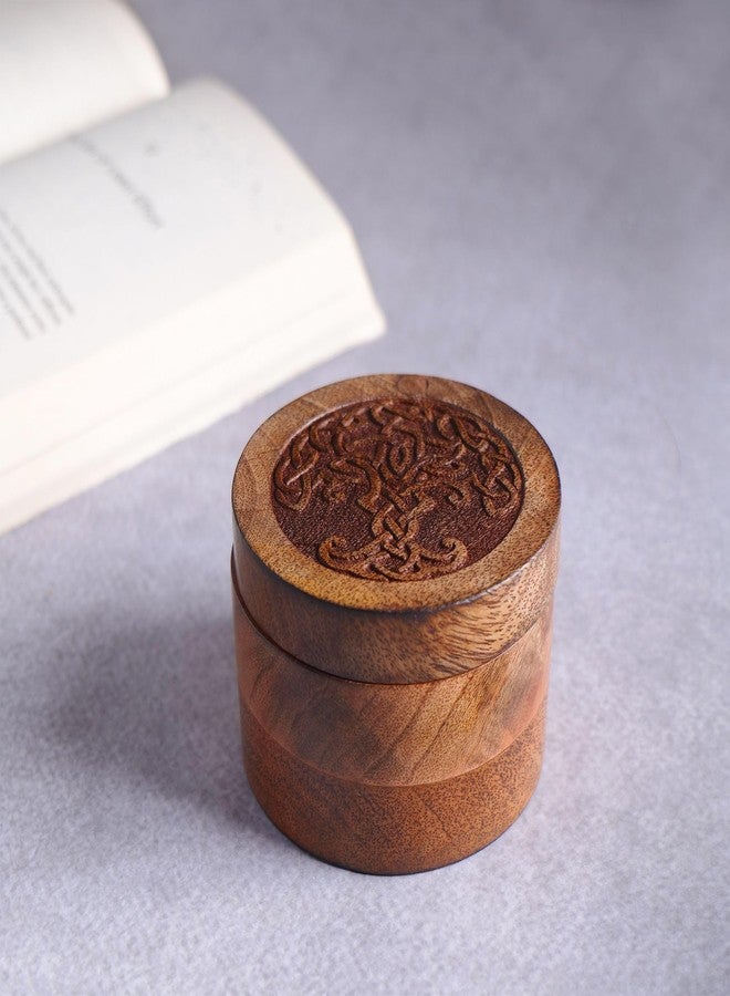 Hashcart Salt Cellar Storage Box, Handcrafted Mango Wood Spice Box Container with Magnetic Lid, Salt Holder with Swivel Lid for Tabletop, Countertop, Kitchen, Dining Table, 3.5 x 2.75 Inches - Image 3