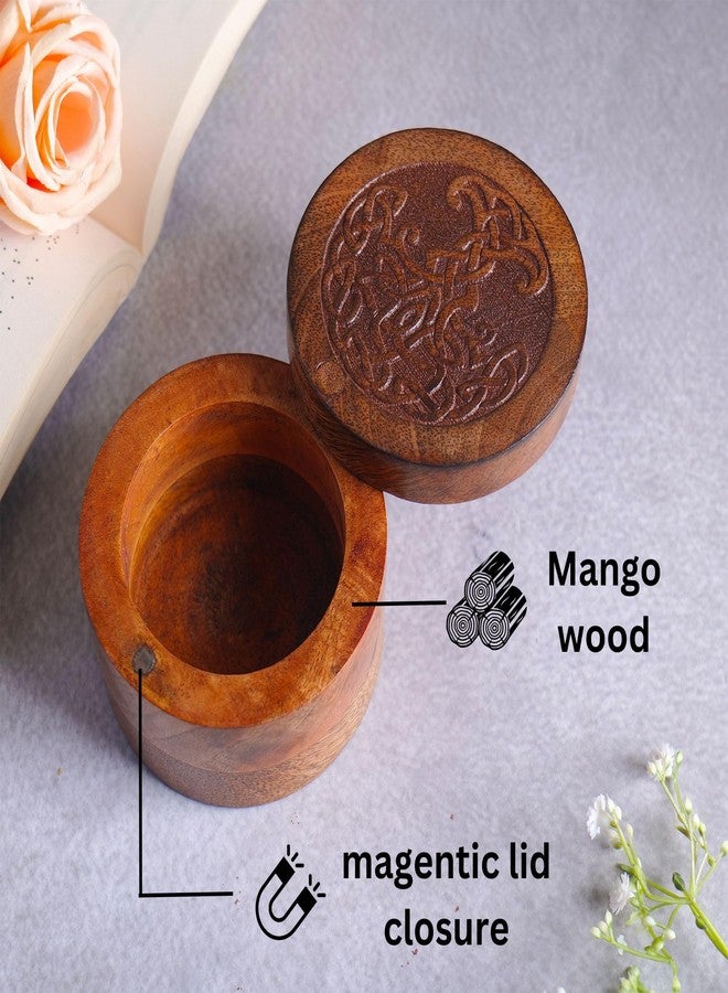 Hashcart Salt Cellar Storage Box, Handcrafted Mango Wood Spice Box Container with Magnetic Lid, Salt Holder with Swivel Lid for Tabletop, Countertop, Kitchen, Dining Table, 3.5 x 2.75 Inches - Image 5