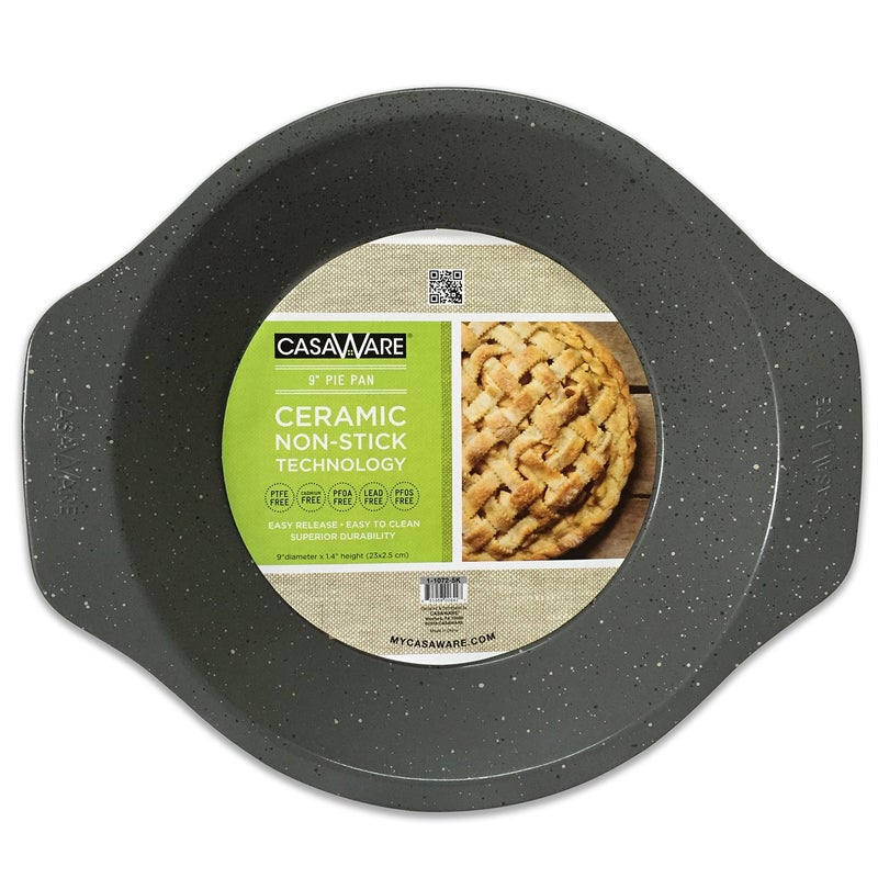 casaWare Ceramic Coated NonStick 9Inch Pie Pan Silver Granite