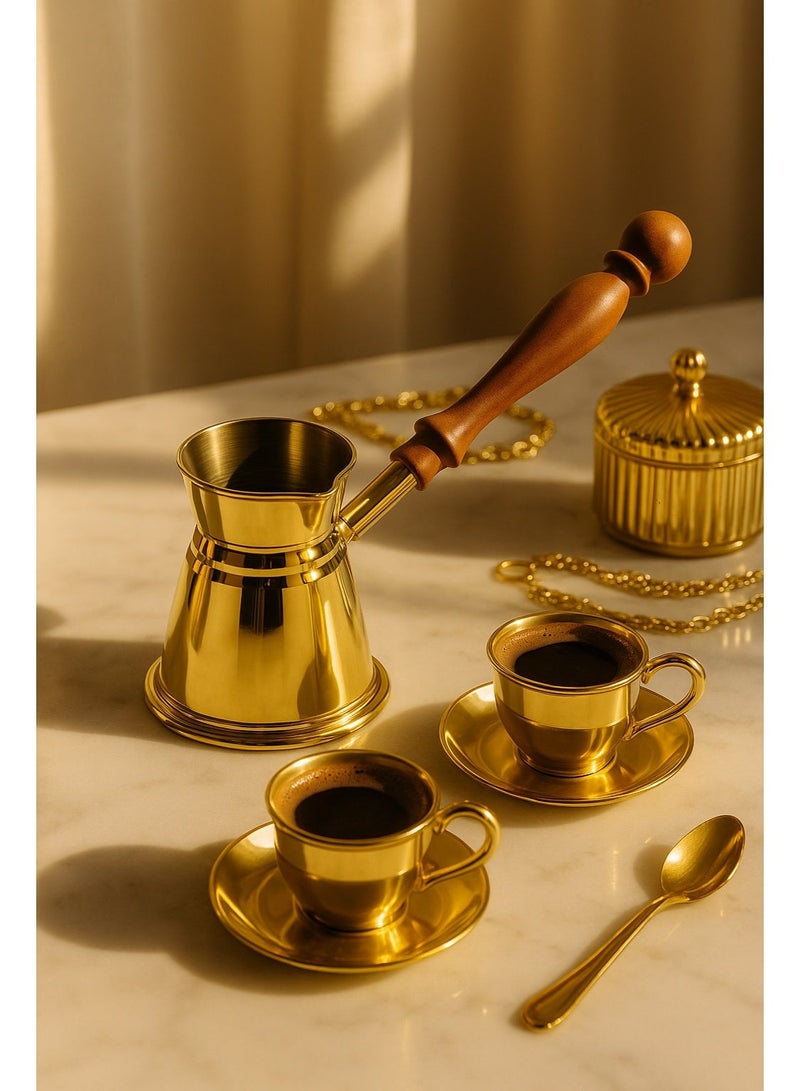 Dania ☕✨ Indian Gold Copper Coffee Pot (Rakweh) – 8.5 cm – Ideal for Two Cups - Image 1