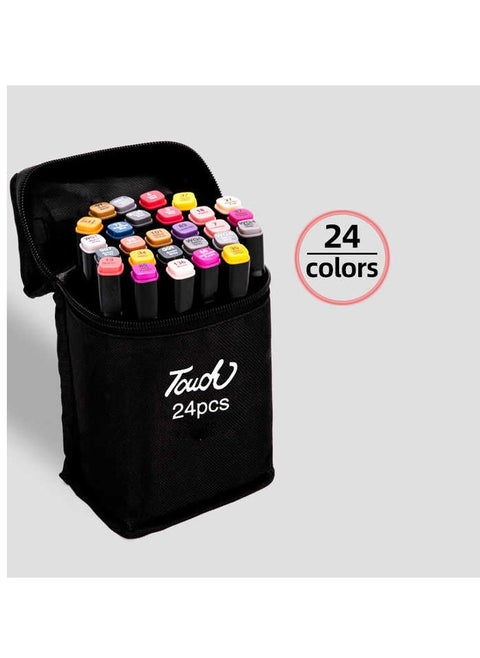 Touch Dual Head Color Marker Set - 24 colors with storage bag