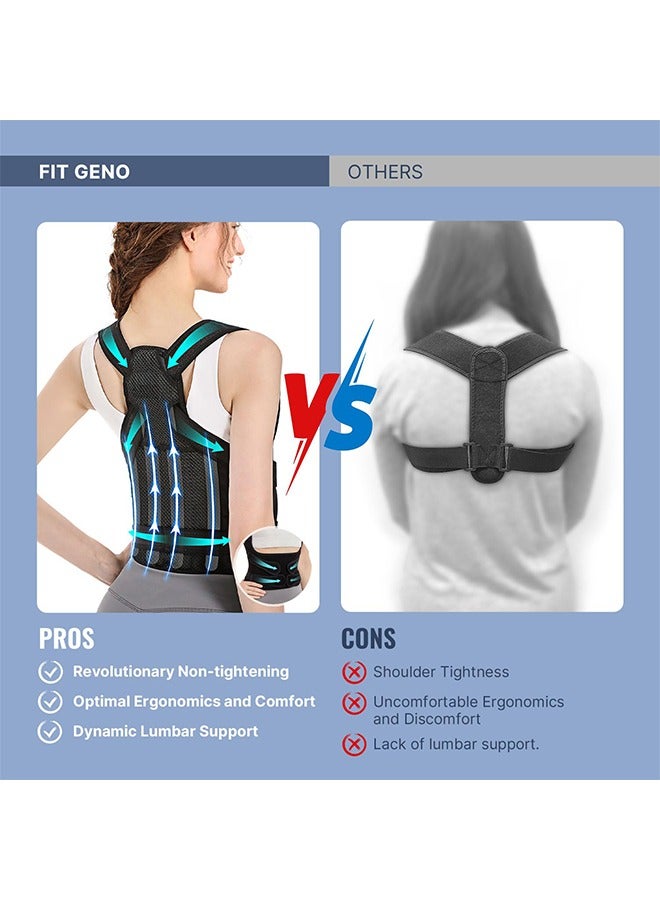 مُصحح وضع الظهر ووضعه للنساء والرجال، مُصحح وضع الظهر، تصحيح العمود الفقري، تصحيح وضع الظهر القابل للتعديل، أسود - Image 2