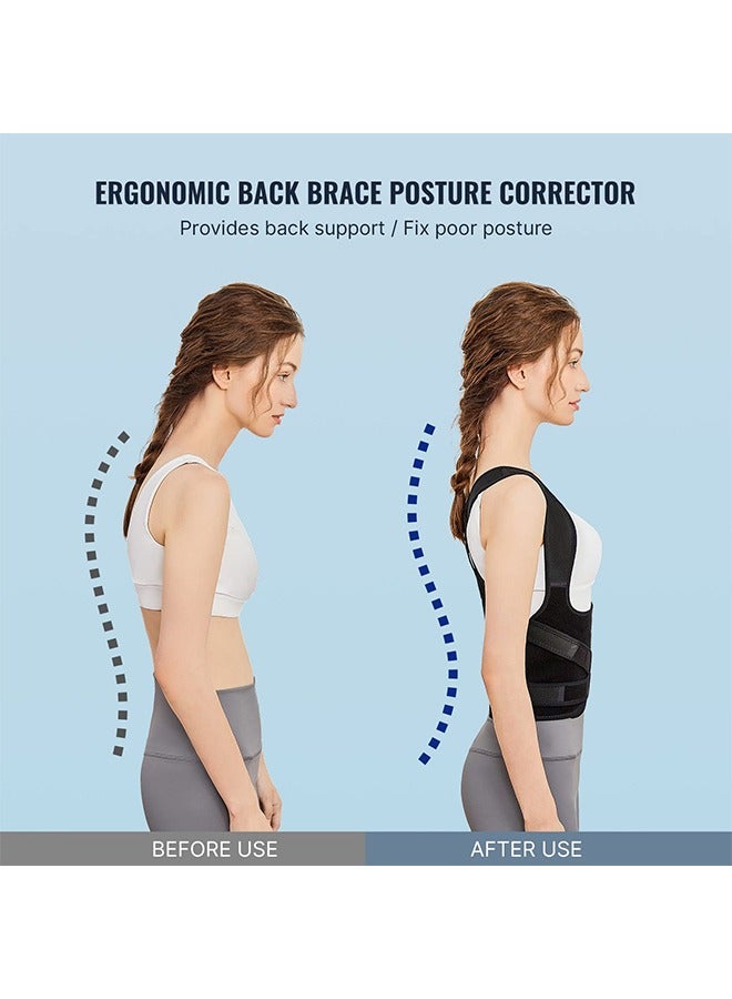 مُصحح وضع الظهر ووضعه للنساء والرجال، مُصحح وضع الظهر، تصحيح العمود الفقري، تصحيح وضع الظهر القابل للتعديل، أسود - Image 4