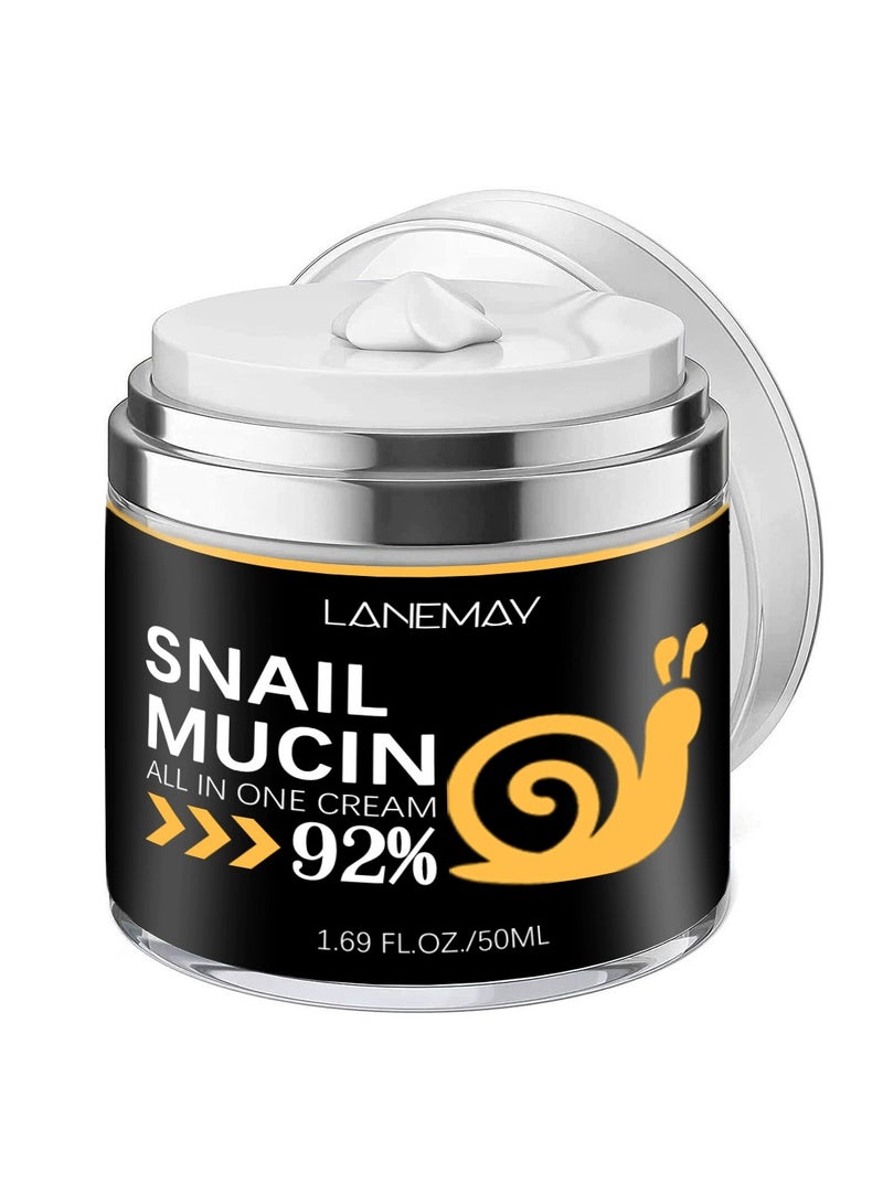 LANEMAY Snail Essence Cream Face Moisturizer – Brighten Skin Firm Hydrate Nourish Antioxidant Serum - Image 1
