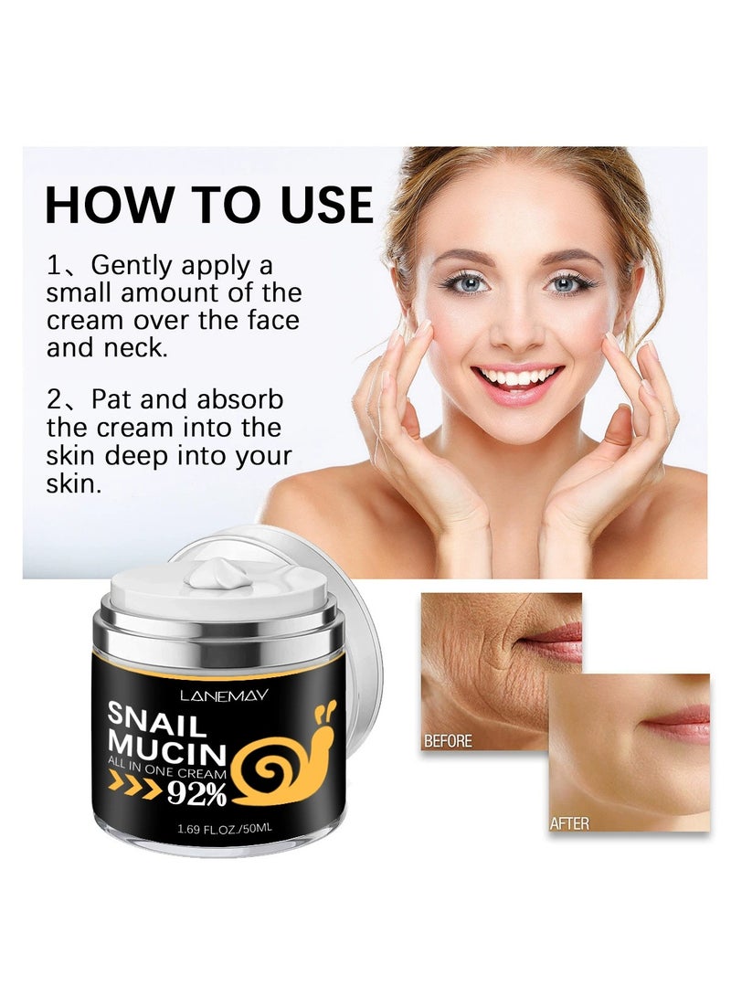 LANEMAY Snail Essence Cream Face Moisturizer – Brighten Skin Firm Hydrate Nourish Antioxidant Serum - Image 4